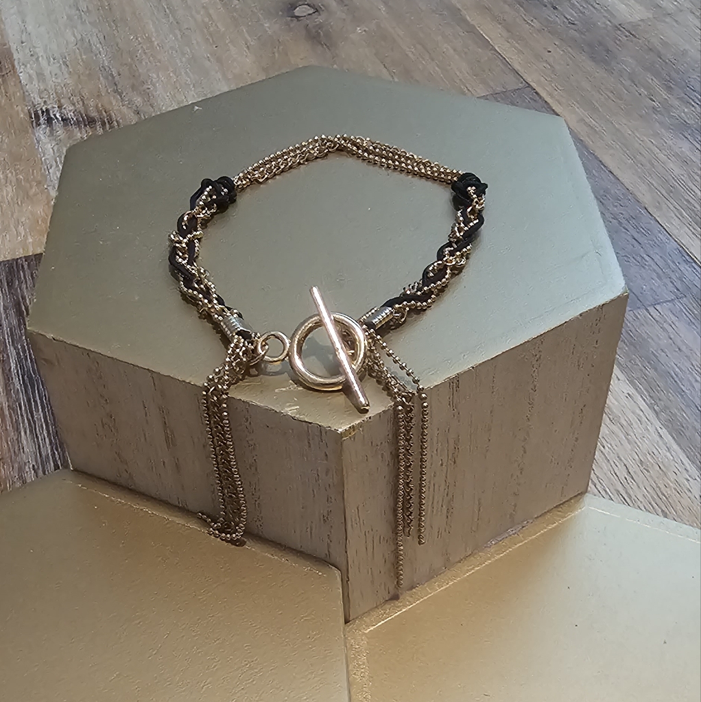 Twisted Rope And Gold Color Chains Bracelet 45$